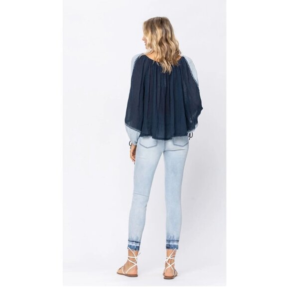 Judy Blue Light Wash Release Raw Hem Skinny Fit Ankle Crop Luna Jeans 7/28 - Picture 3 of 13